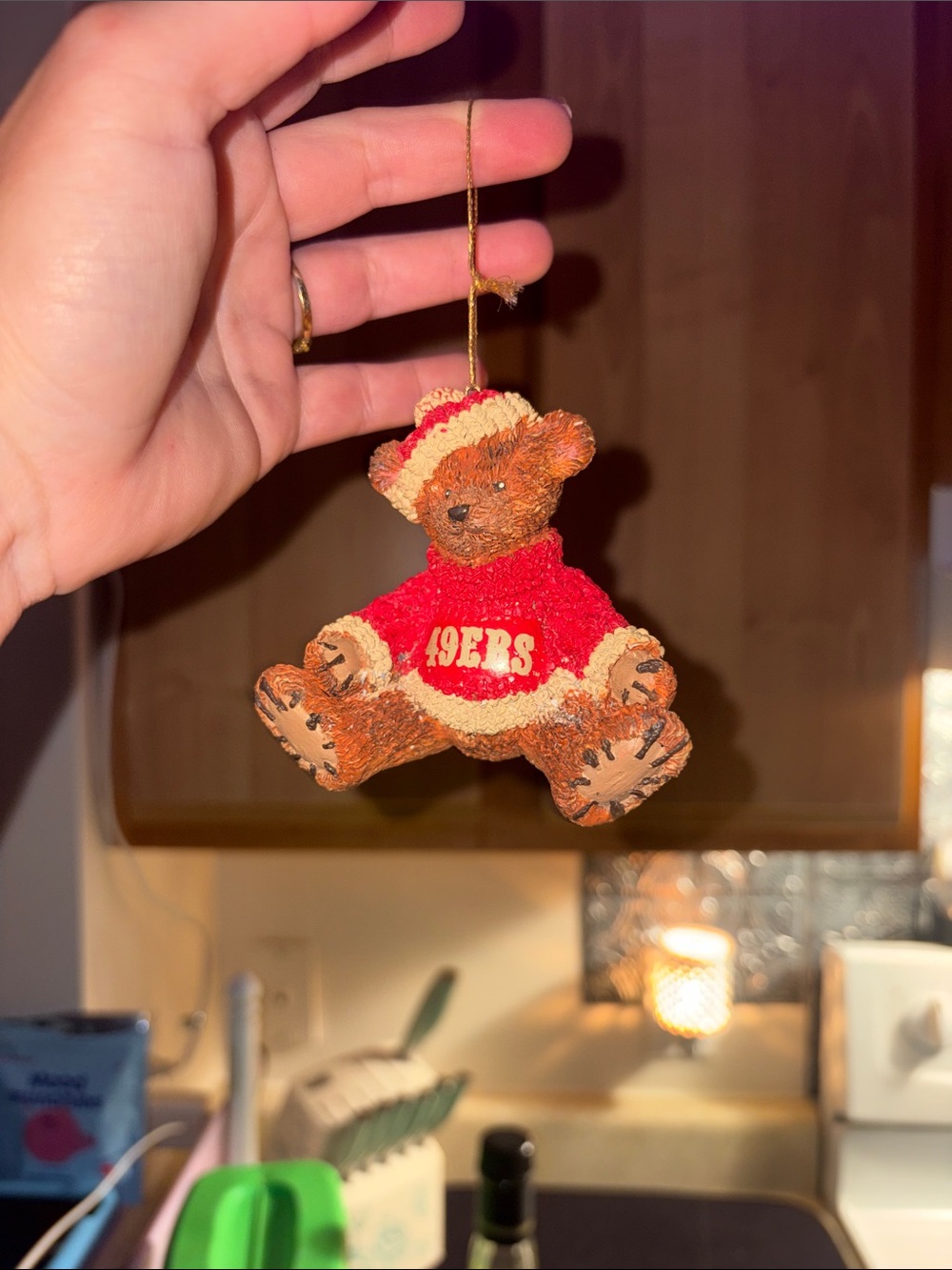 49ERS Red Teddy Bear Hanging Ornament by
